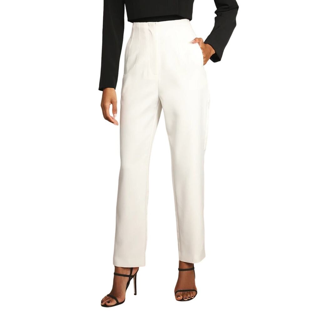 Lulus Build Your Dreams Trouser Pants Ankle Straight Leg Bridal Office Preppy M